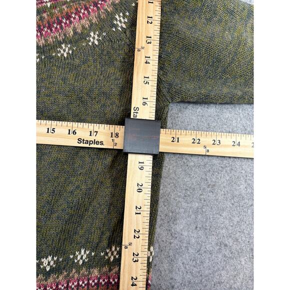 Vtg Y2K Heirloom Collectibles Fair Isle Zip Up Sweater Women M Green Ramie Blend - Picture 4 of 5